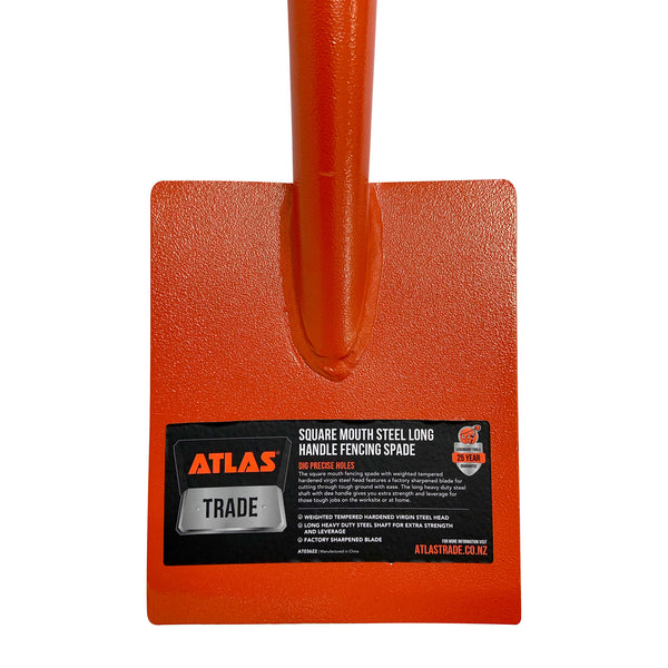 Atlas Trade Square Mouth Steel Long Handle Fencing Spade